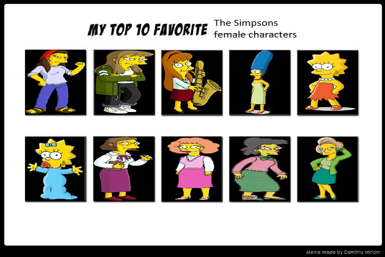 My Top 10 Favorite The Simpsons Female Characters By BenHughes14 On my-top-10-favorite-the-simpsons-female-characters-by-benhughes14-on