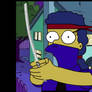 Marge Simpson as a blue ninja