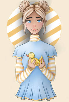 Girl with rubber duck digital