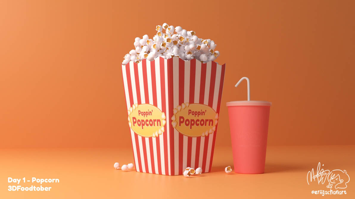 Day 1 of 3DFoodtober - Popcorn