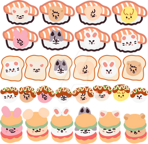 skzoo sushi toast takoyaki burger artwork drawing