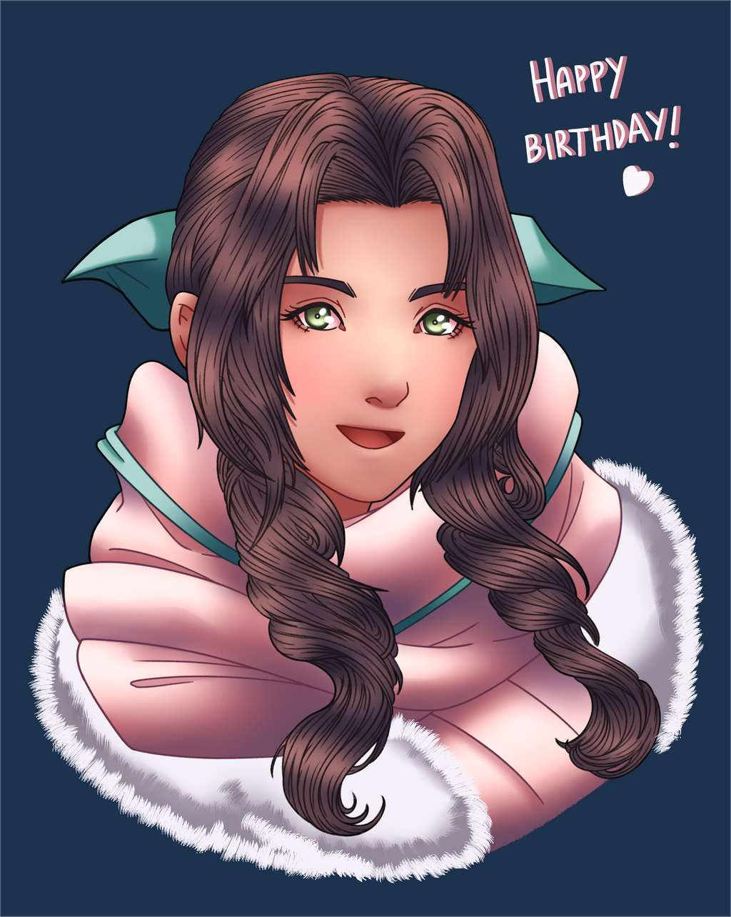 Gift Art: Winter Aerith! (Inked and Colored).