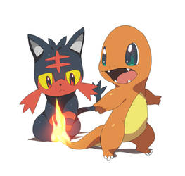 Litten and Charmander