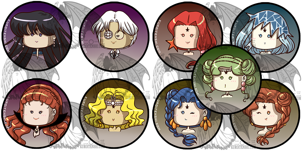 Sailormoon Buttons S Villains by kuroitenshi13