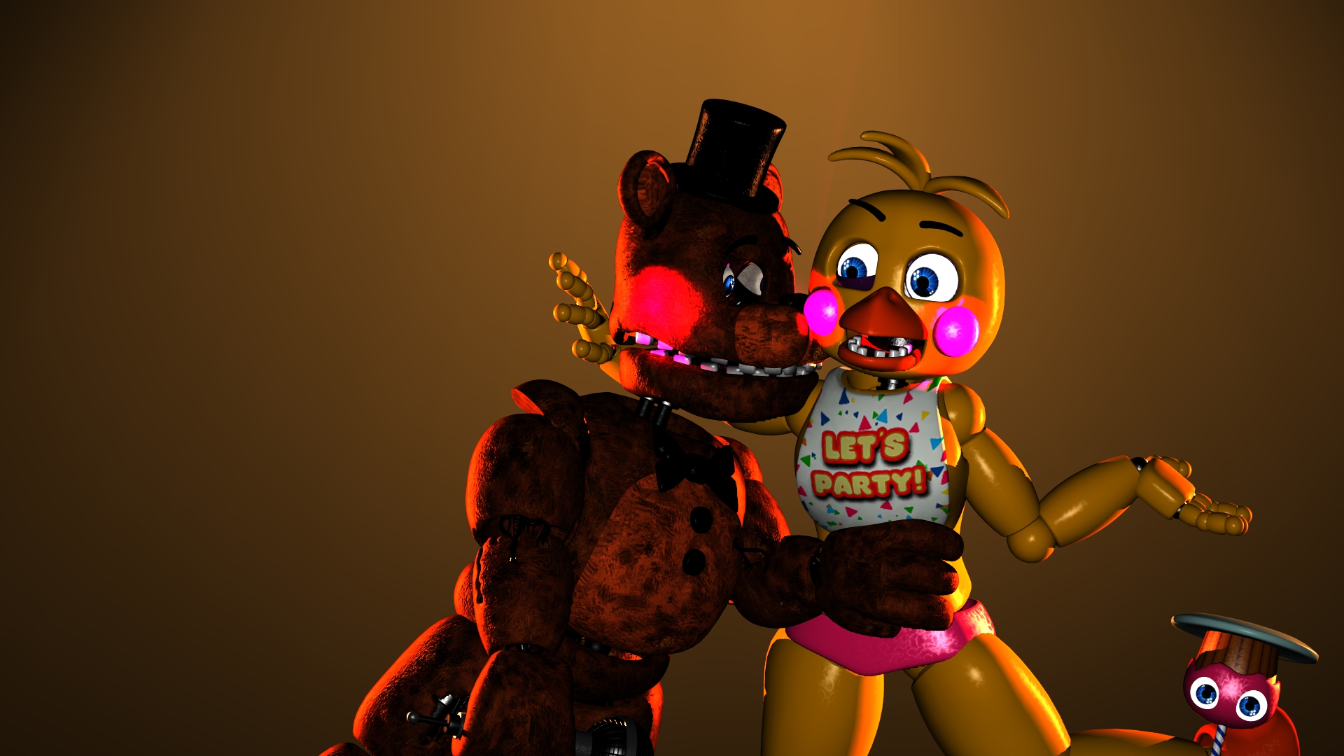 Withered Freddy, Withered Bonnie, Withered Chica, Toy Freddy, The Puppet,  Me, Mangle, Carl, and Nightmare Bonnie!❤✌