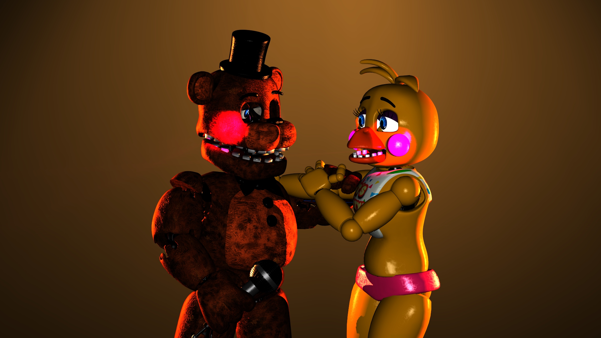 Withered Freddy, Withered Bonnie, Withered Chica, Toy Freddy, The Puppet,  Me, Mangle, Carl, and Nightmare Bonnie!❤✌