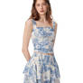 Toile Print Tiered Ruffle Skirt Set Sleeveless
