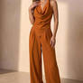 2 Piece Outfits Ruffle Backless Halter Top