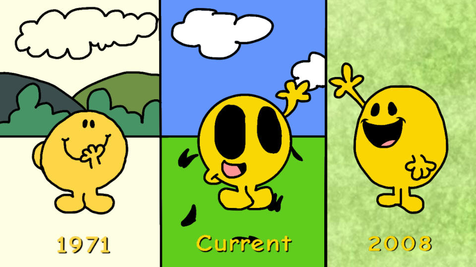 Evolution of Mr Happy by rudesneeze on DeviantArt