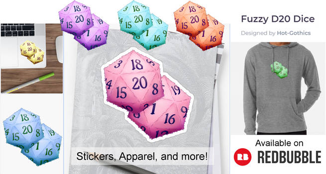 D20 Fuzzy Dice Available on Redbubble