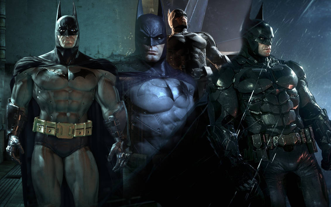 Batman 6. Бэтмен Аркхем. Batman Arkham Knight костюмы Бэтмена. Бэтмен Аркхем Сити костюмы. Бэтмен Аркхем Сити Бэтмен.