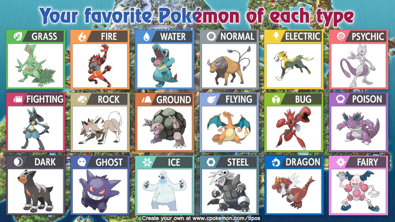 Favorite Pokemon of Each type by NinjaFan266 on DeviantArt