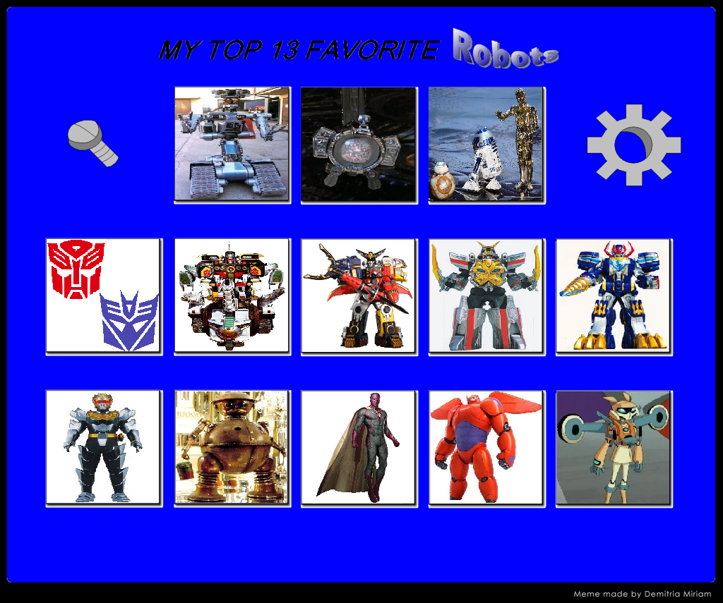Favorite Robot My Top 13 Favorite Robots by ChipmunkRaccoonOz on DeviantArt