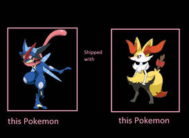 Ash's Greninja Shipped with Serena's Braixen by ChipmunkRaccoonOz