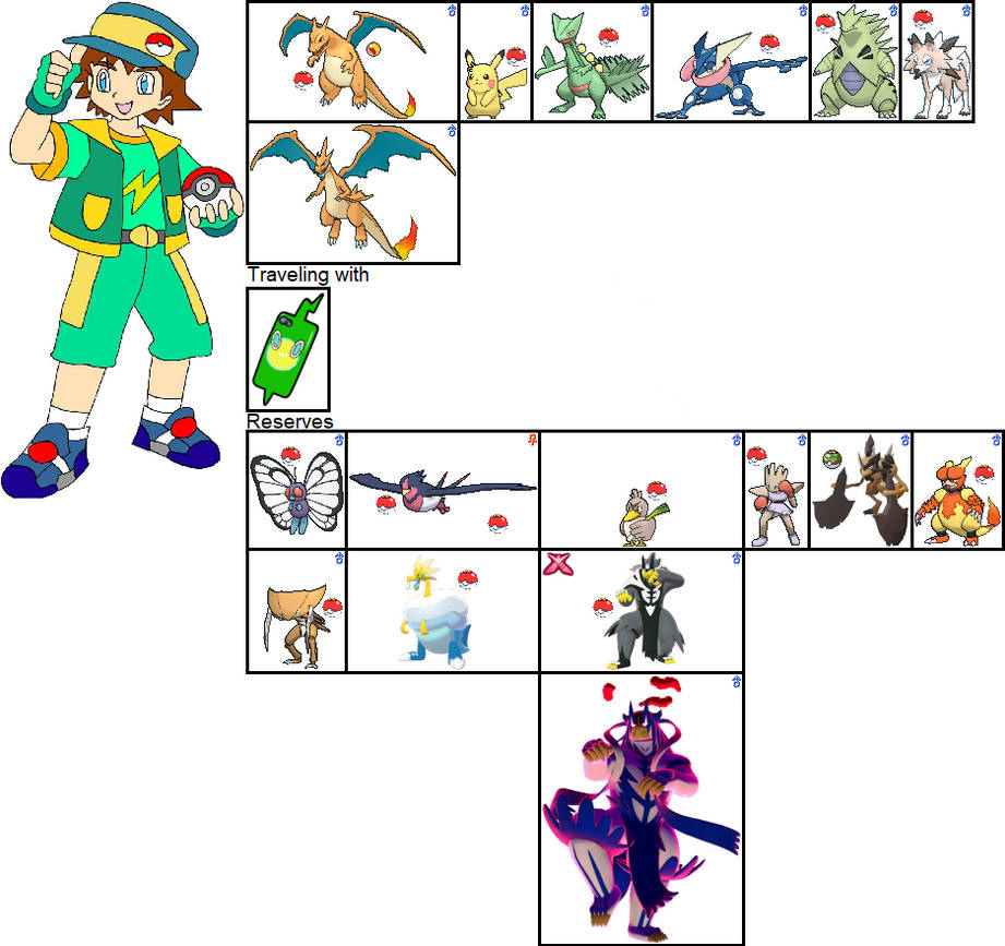 Ritchie Hiroshi's Team in Pokemon: A+SBA by ChipmunkRaccoonOz on DeviantArt