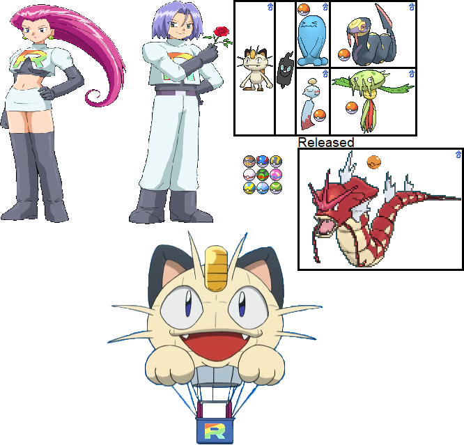 pokemon #teamrocket #jessie #james #meowth #indigoleague #persian