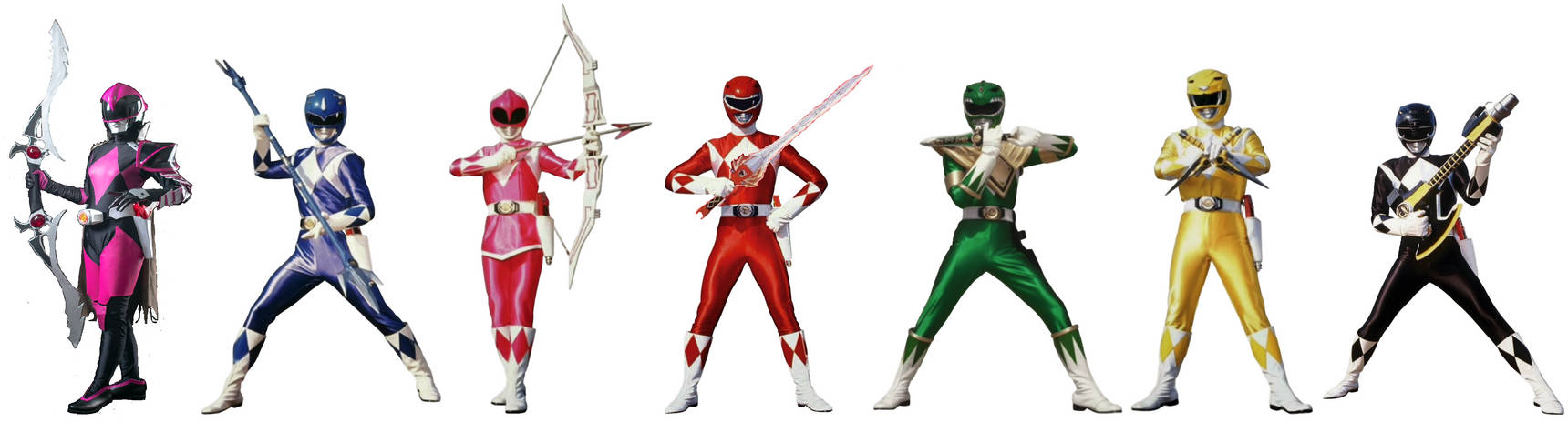 Original MMPR team with Ranger Slayer by ChipmunkRaccoonOz on DeviantArt