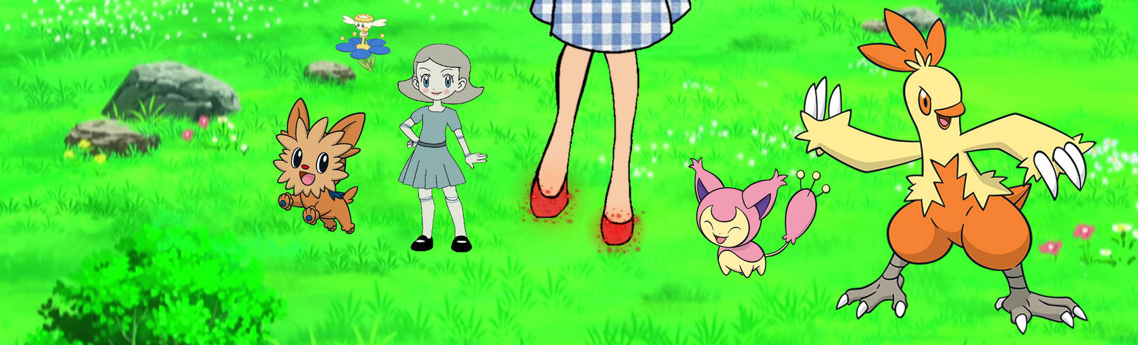 Dorothy and China Girl with their Pokemon friends