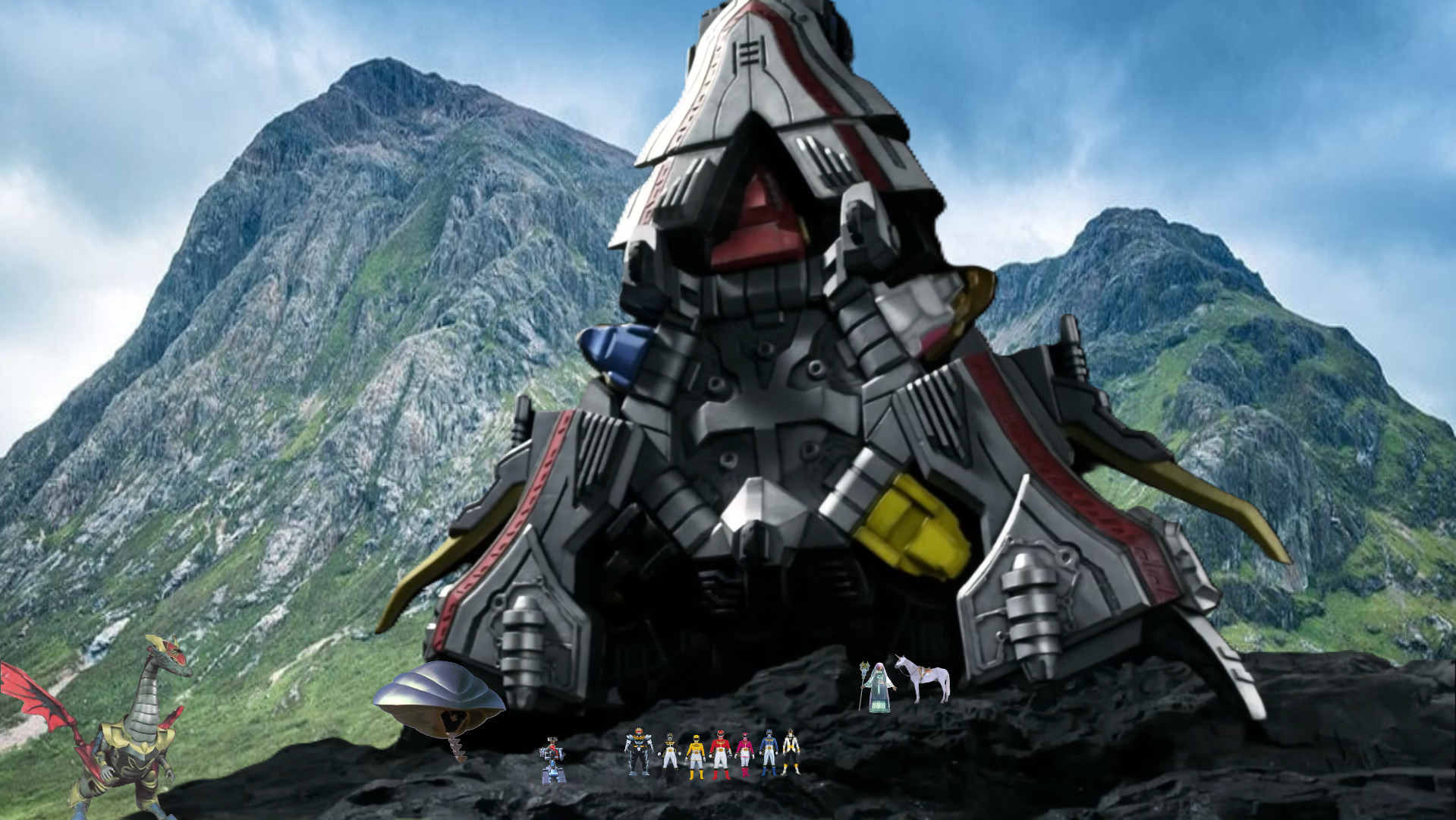Megaforce Rangers + friends outside base by ChipmunkRaccoonOz on DeviantArt