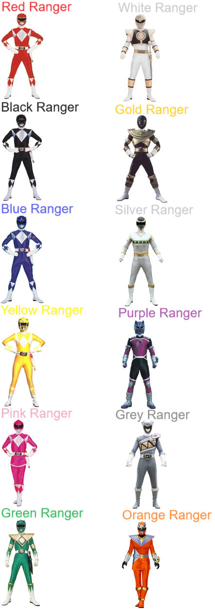 First Rangers in terms of color by ChipmunkRaccoonOz on DeviantArt