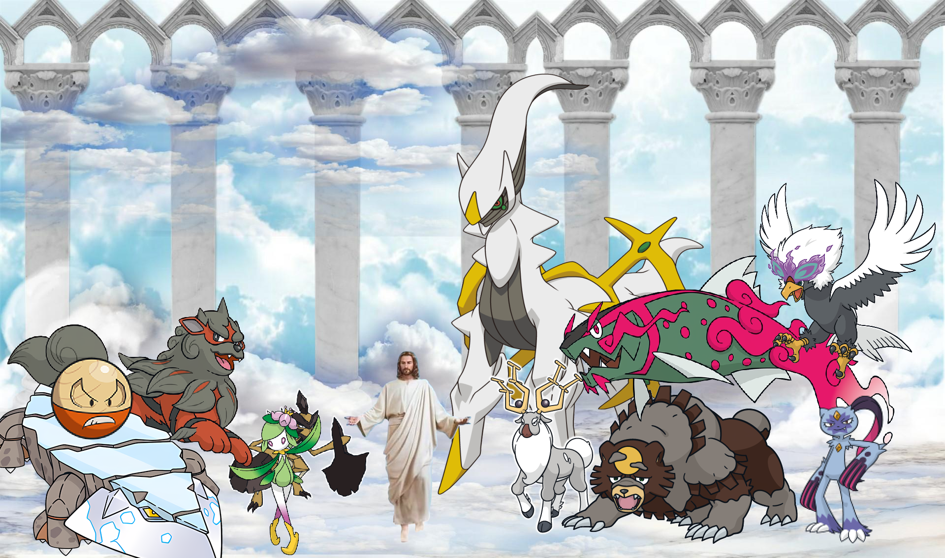 Pokemon Scriptures Jesus with Arceus and the ten blessed Pokemon by ChipmunkRaccoonOz on ...