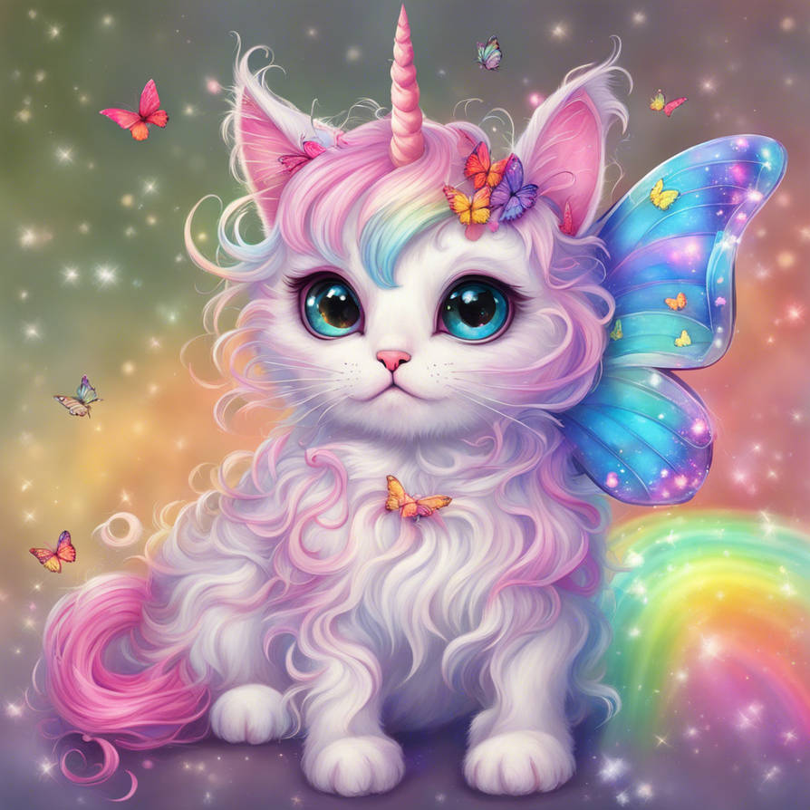 Butterfly Rainbow Unicorn Kitty