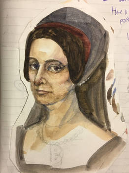 Anne Boleyn Facial reconstruction in watercolor