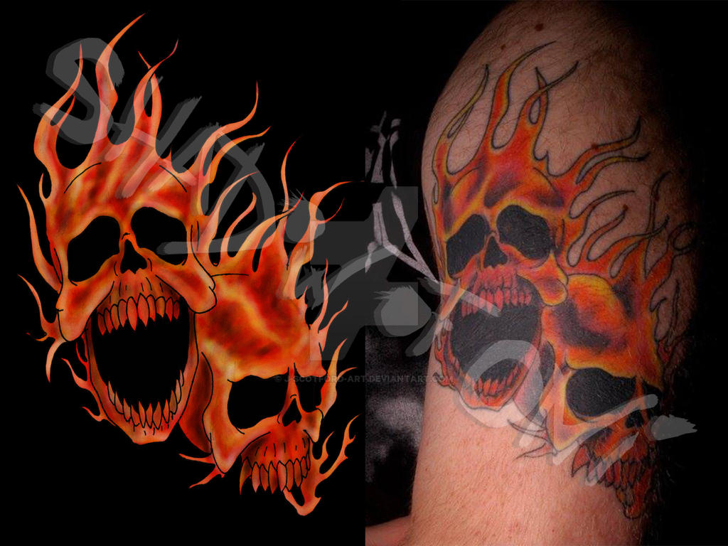 Personalized Flaming Skull Design by J-Scotford-Art on DeviantArt