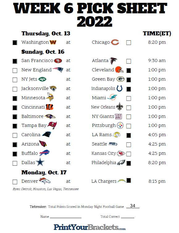 Week 6 NFL Predictions by RandleEnthusiast on DeviantArt