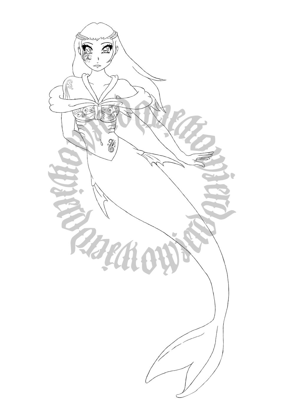 Mermaid Aysu (line art)