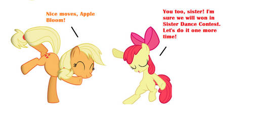 Apple sisters dancing for a contest