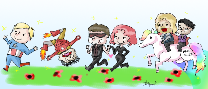 Avengers - Frolicking through all the flowers