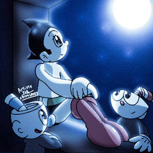 Astro, Cuphead and Mugman watch the beautiful moon