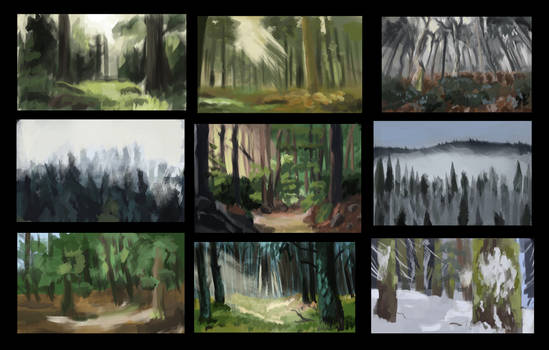 Forest thumbnails (very quick sketches)