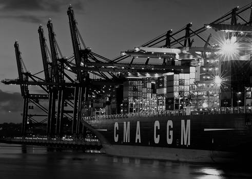 Burchard Kai Port Hamburg Black And White