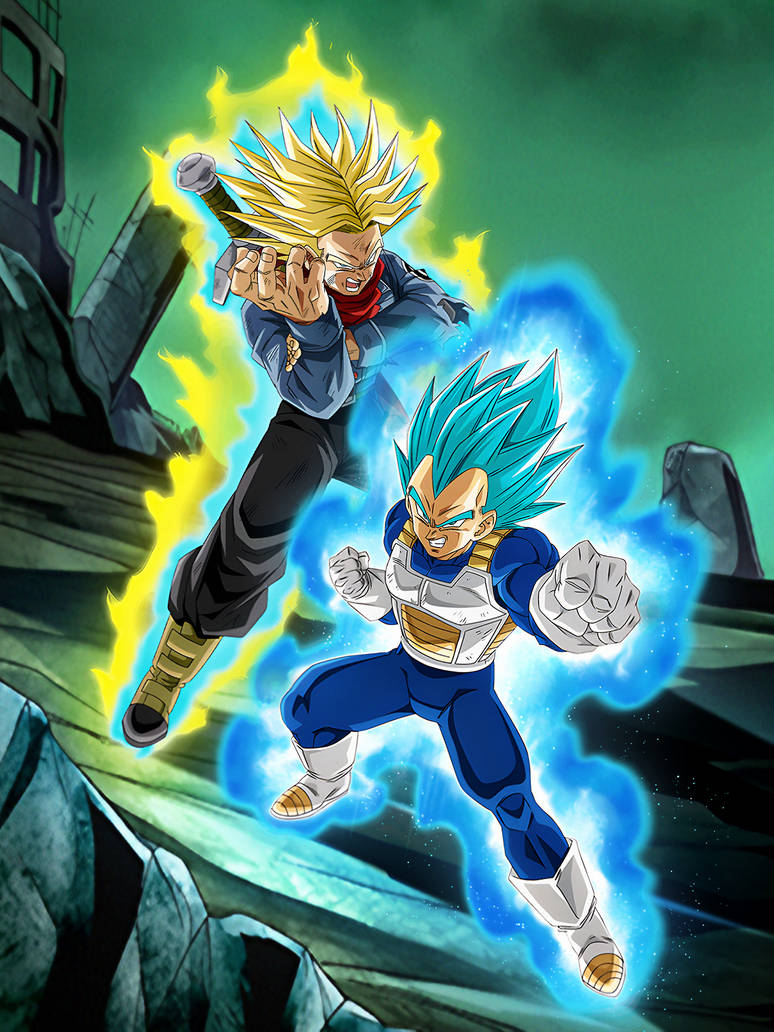 SSB Vegeta and SSJ Trunks (future) (Dokkan Battle) by clannadan on ...