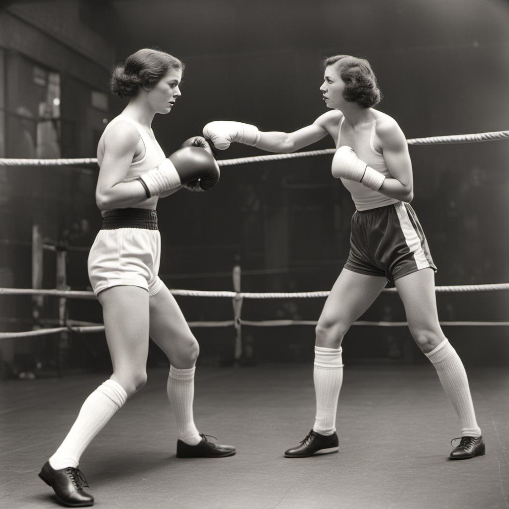 Boxing Pin Up Vintage women boxing in white knee socks and boxin by rainman9902 on ...
