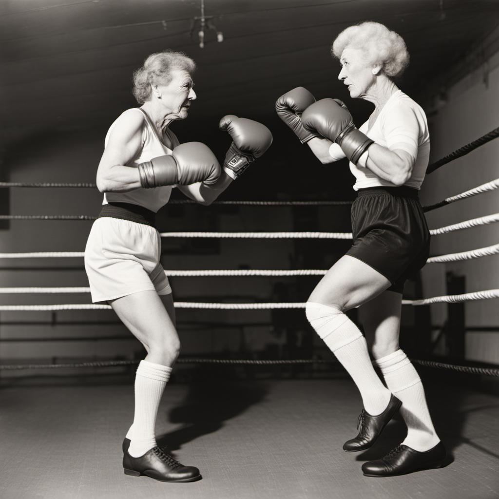 Vintage older women boxing fight in boxer trunks a by rainman9902 on ...