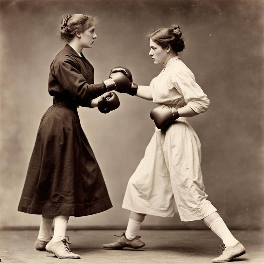 Two Victorian era women boxing in white socks by rainman9902 on DeviantArt
