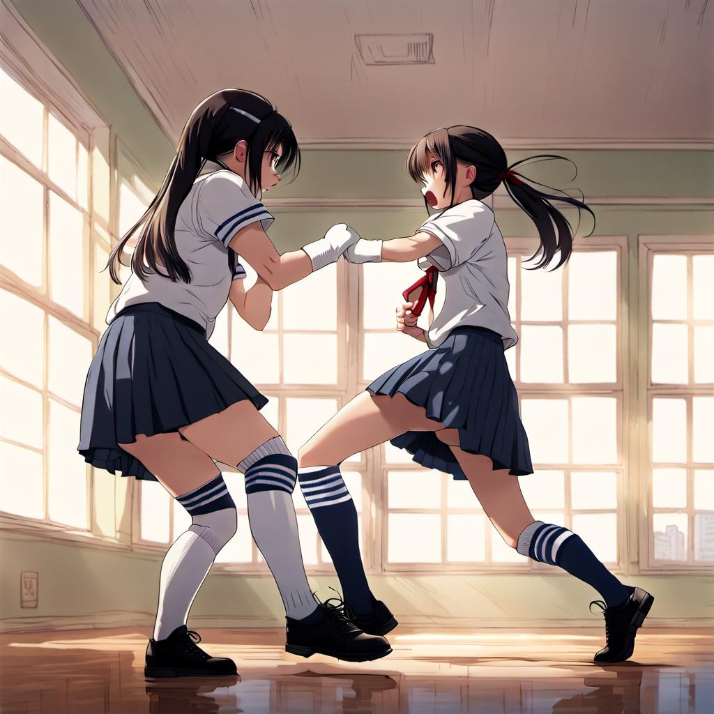 Two Girls Fighting In An Empty Room Wearing Heavy By Rainman9902 On two-girls-fighting-in-an-empty-room-wearing-heavy-by-rainman9902-on