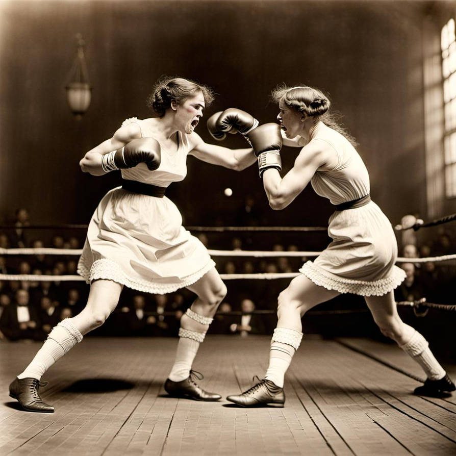 Female Boxing Vintage Victorian era women fighting in a boxing m by rainman9902 on ...