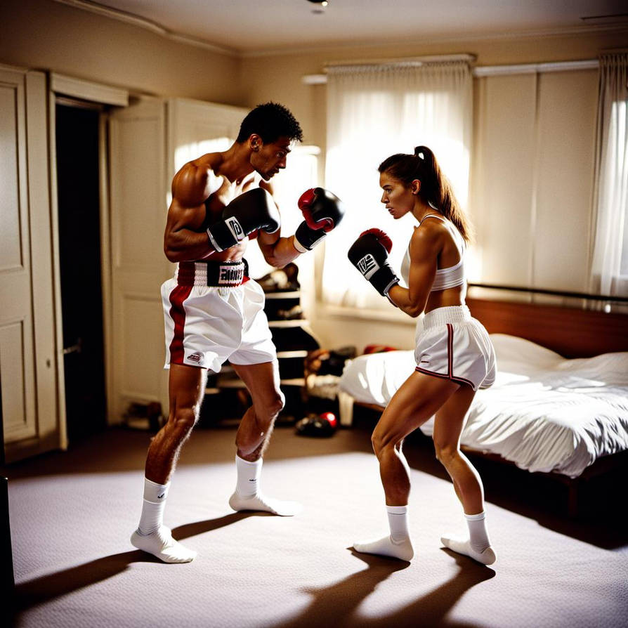 Bed Boxing Deviantart Bedroom boxing between a man and woman wearing box by rainman9902 on ...