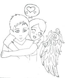 His Angel Line Art