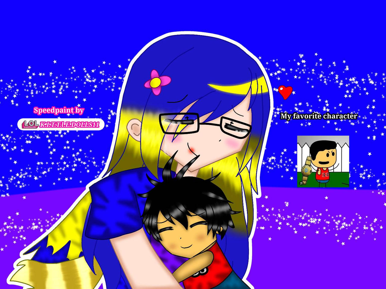 Lailynn hugging Michael from Brewstew art