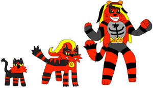 Litten, Torracat and Incineroar - Female