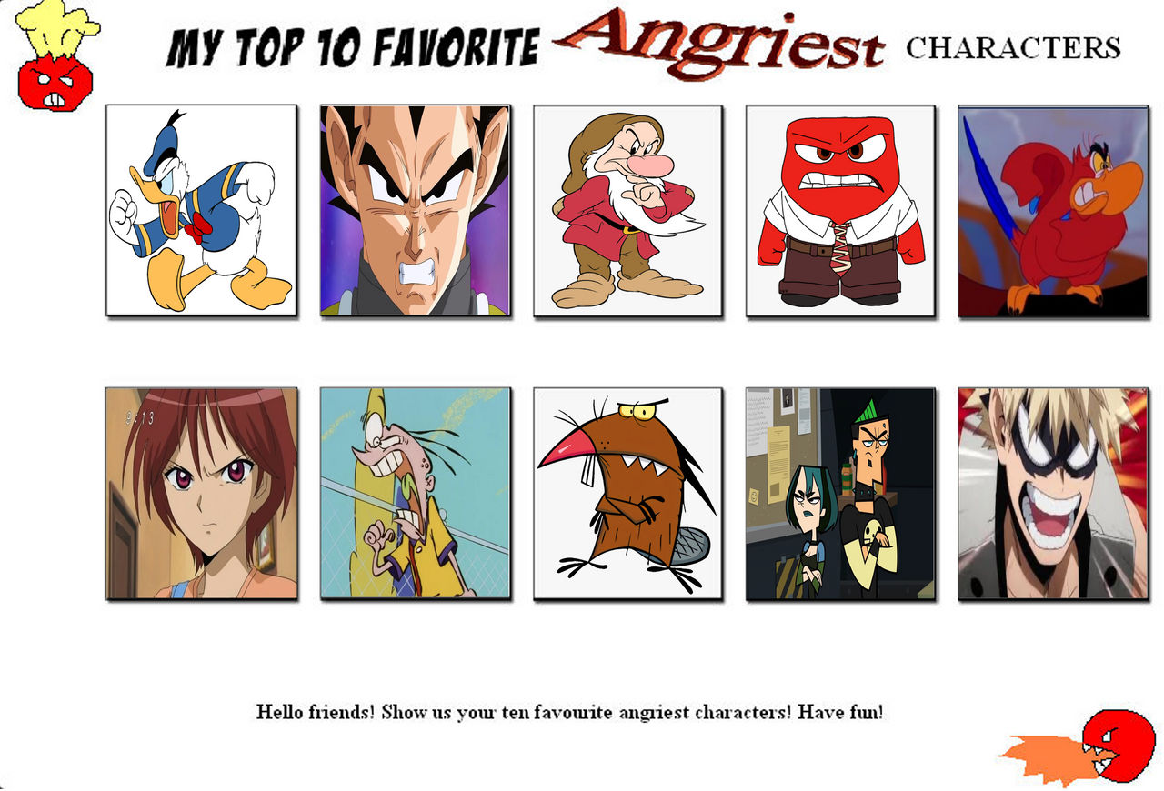 Indignant Characters My Top Ten Angry Characters by jacobyel on DeviantArt