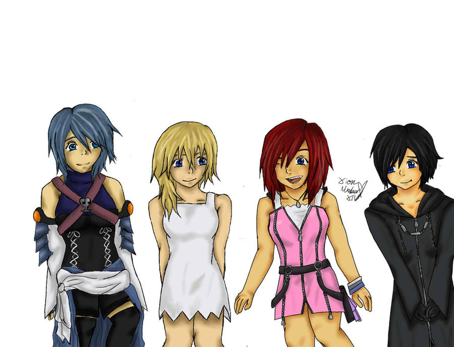 Aqua, Namine, Kairi, and Xion