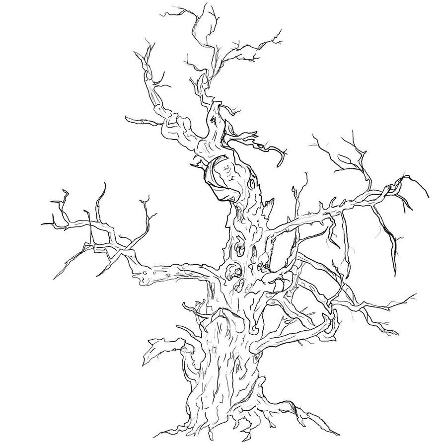 Gnarled Tree - uncolored by drinkdecaf on DeviantArt