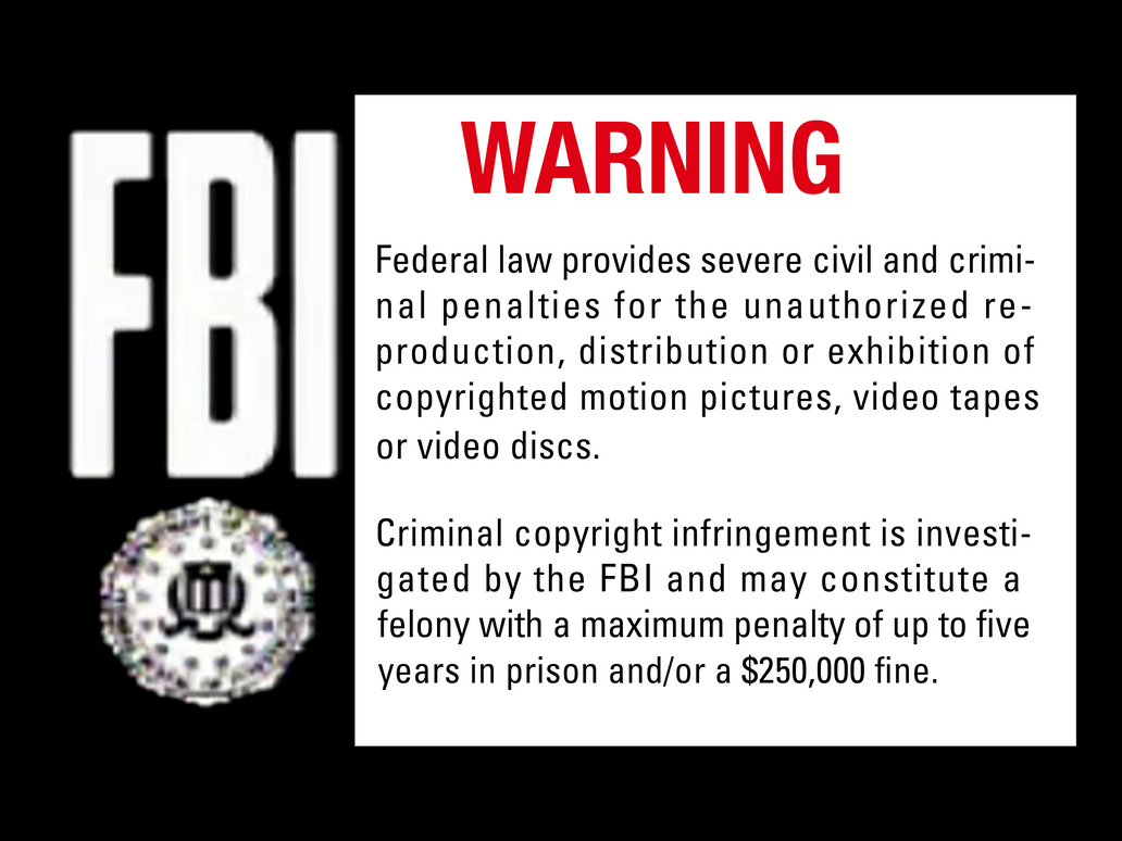 Warner Bros. Home Entertainment FBI warning screen by brandondavis50096 ...