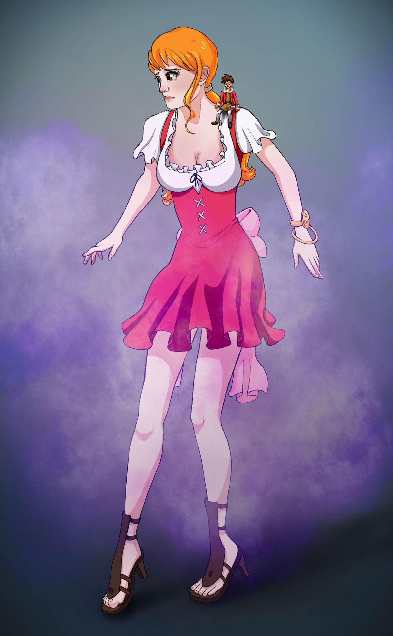 One Piece: Giant Nami Trekking Through The Mist